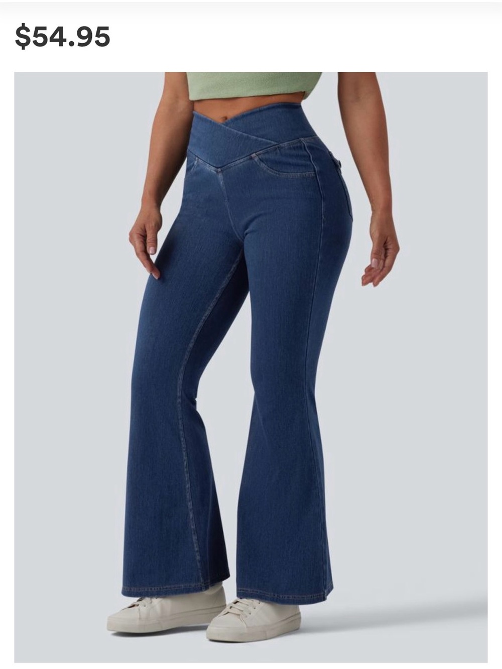 HALARA Dark Blue Crossover Wide-Leg Jeans